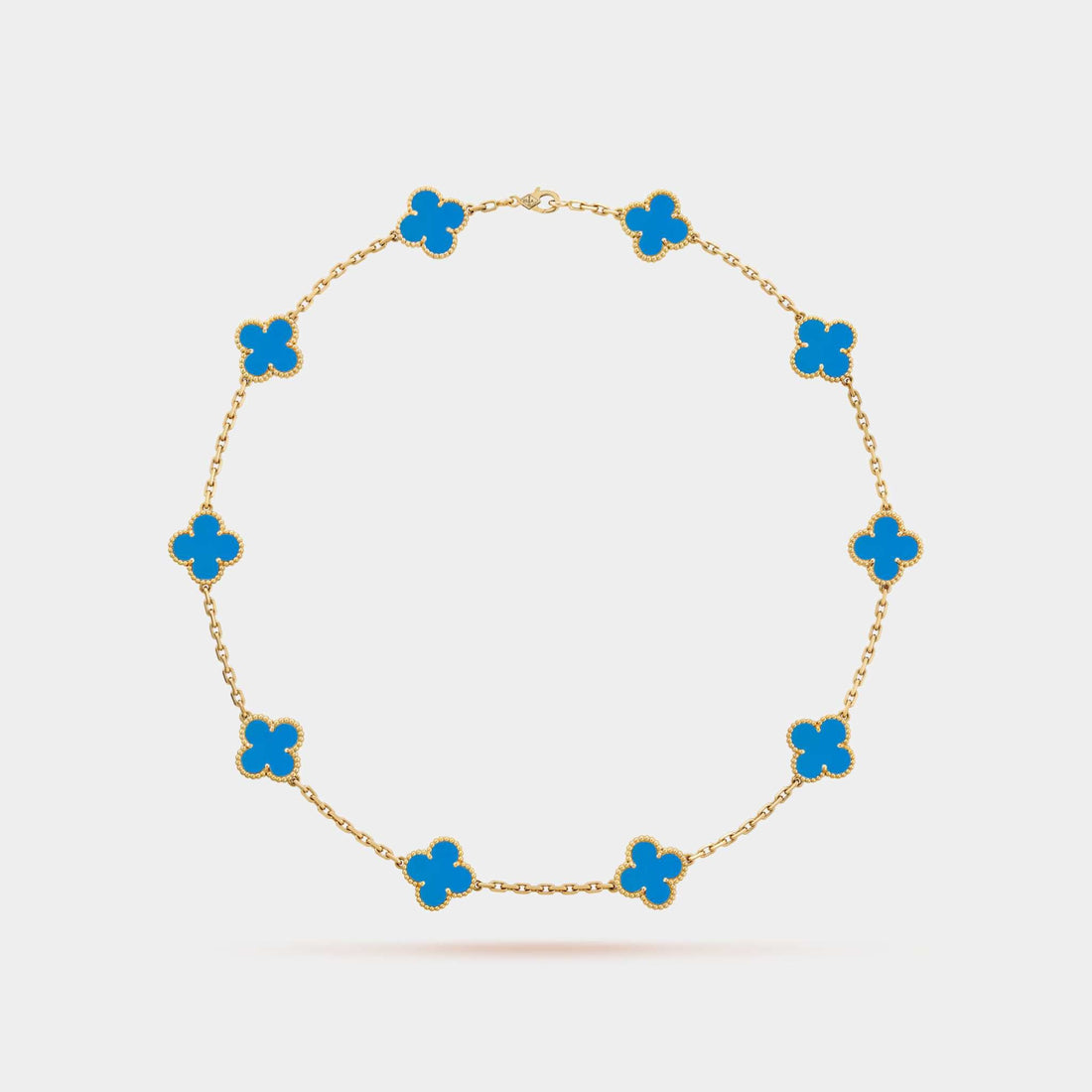 Vintage Alhambra Necklace 10 Motifs Yellow Gold Agate