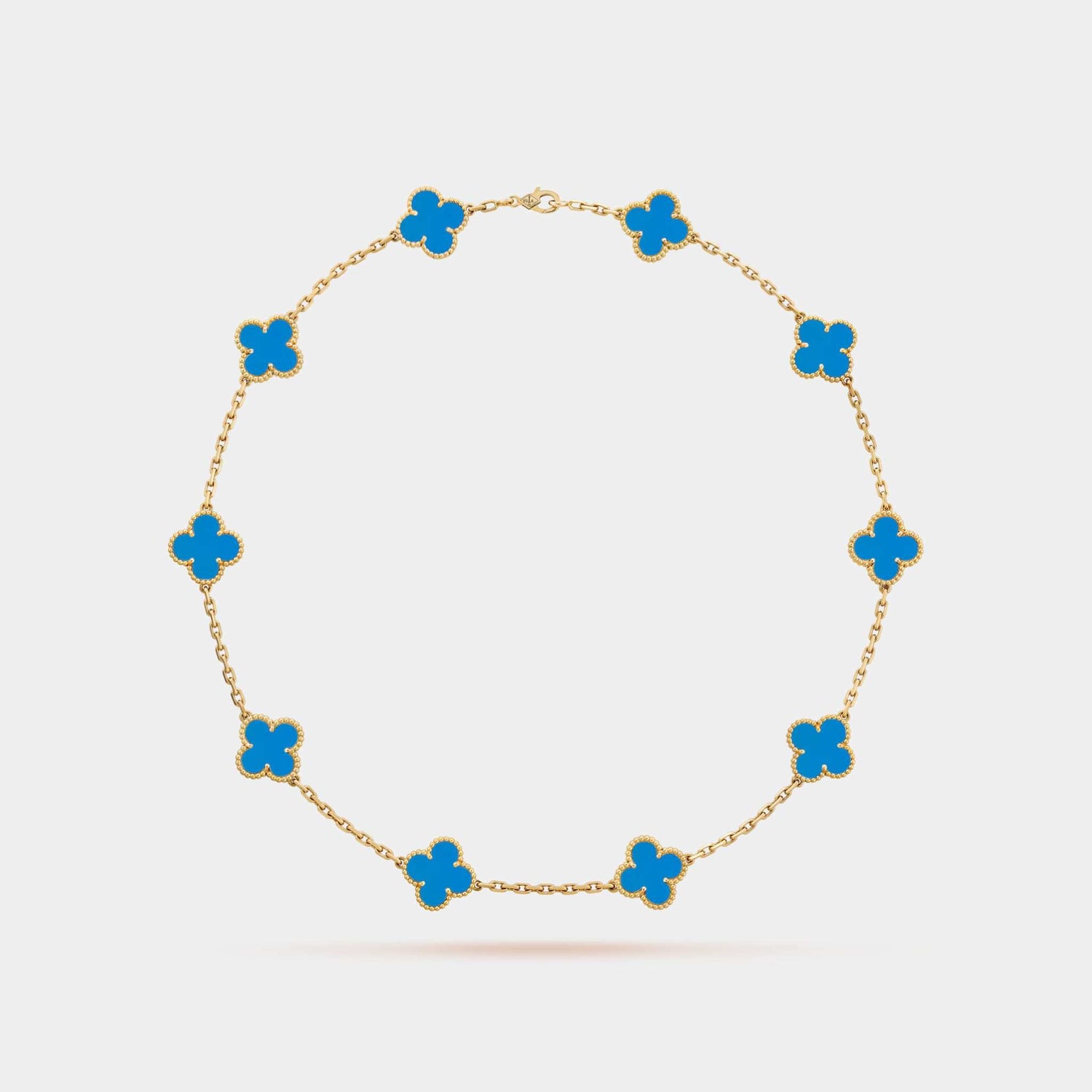 Vintage Alhambra Necklace 10 Motifs Yellow Gold Agate
