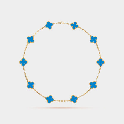 Vintage Alhambra Necklace 10 Motifs Yellow Gold Agate