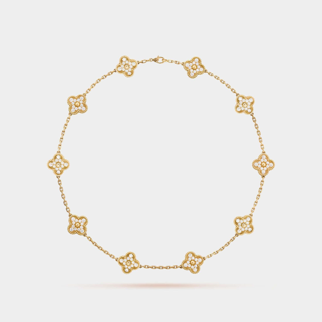Vintage Alhambra Necklace 10 Motifs Yellow Gold Diamond