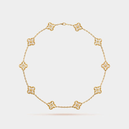 Vintage Alhambra Necklace 10 Motifs Yellow Gold Diamond