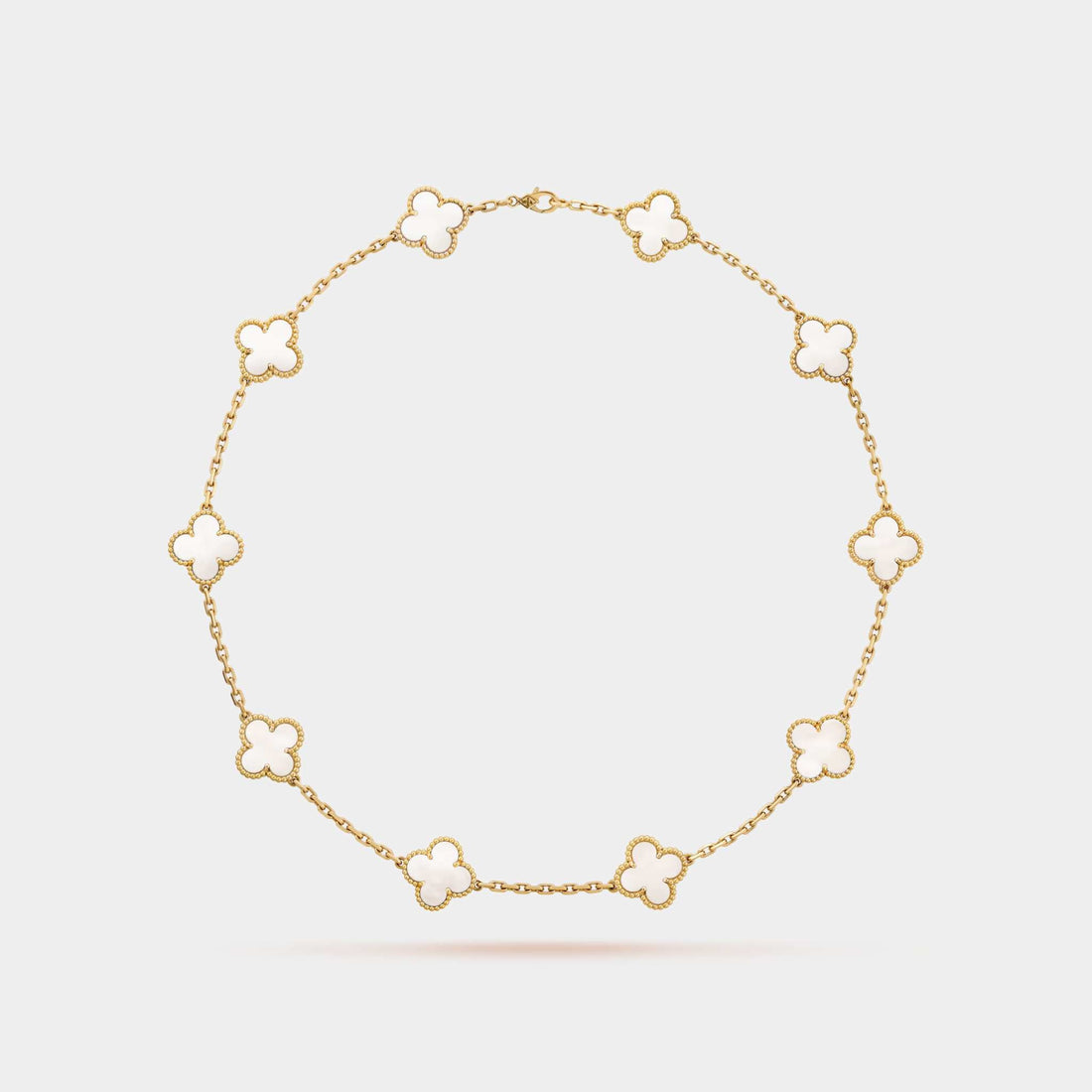 Vintage Alhambra Necklace 10 Motifs Yellow Gold Mother Of Pearl