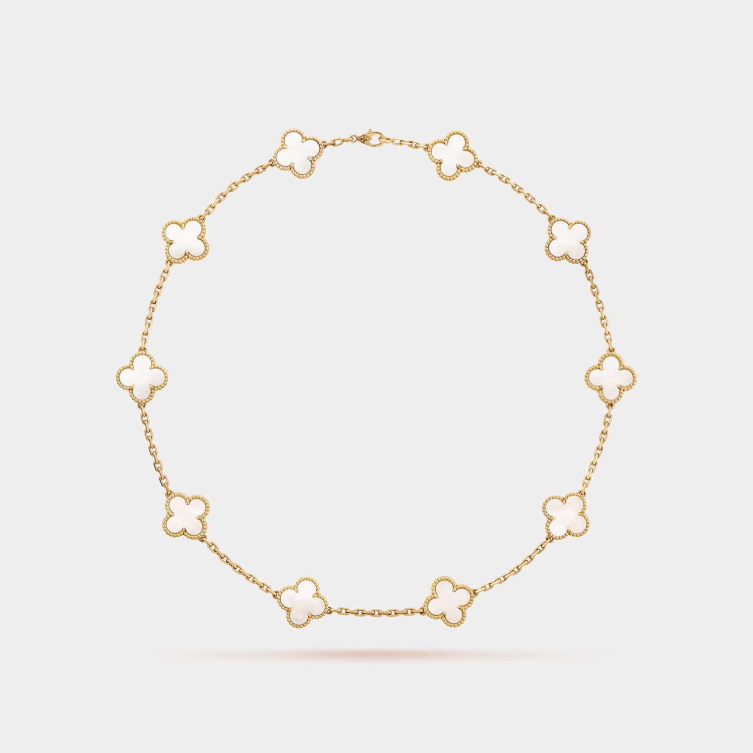 Vintage Alhambra Necklace 10 Motifs Yellow Gold Mother Of Pearl