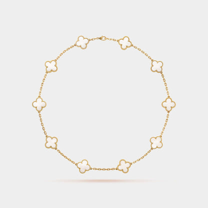 Vintage Alhambra Necklace 10 Motifs Yellow Gold Mother Of Pearl