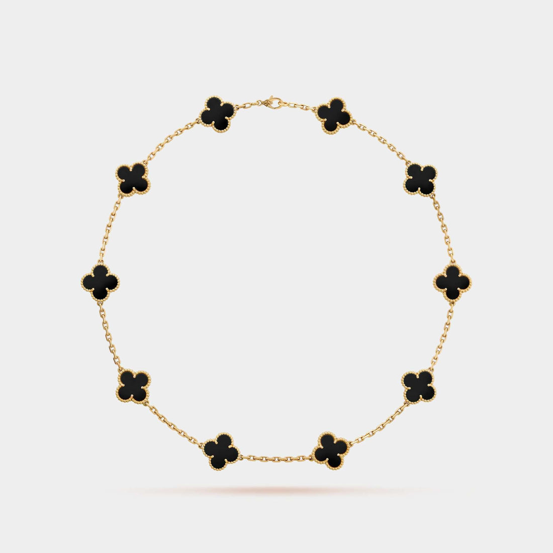 Vintage Alhambra Necklace 10 Motifs Yellow Gold Onyx