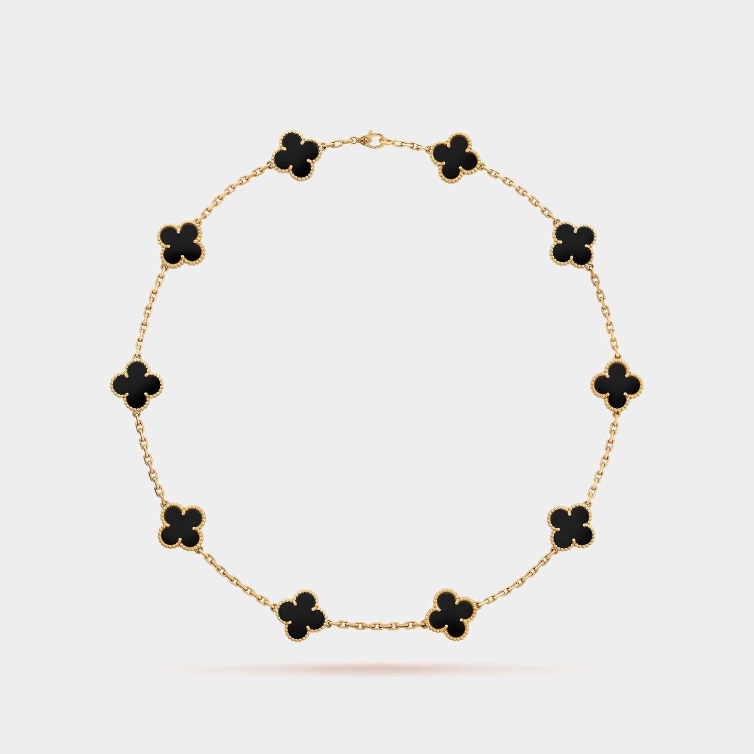 Vintage Alhambra Necklace 10 Motifs Yellow Gold Onyx