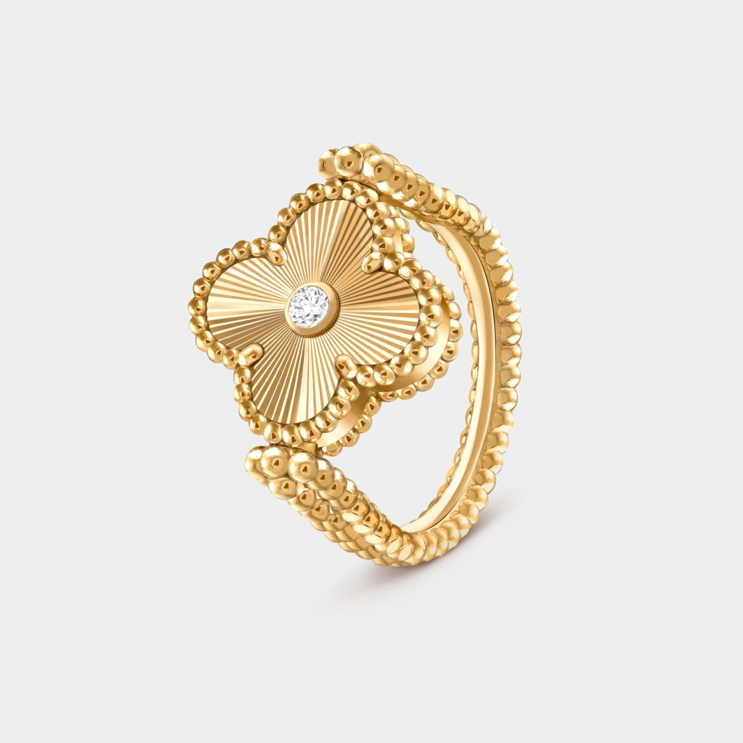 Vintage Alhambra Reversible Ring Yellow Gold Agate Diamond