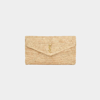 Cassandre Large Envelope Pouch In Raffia