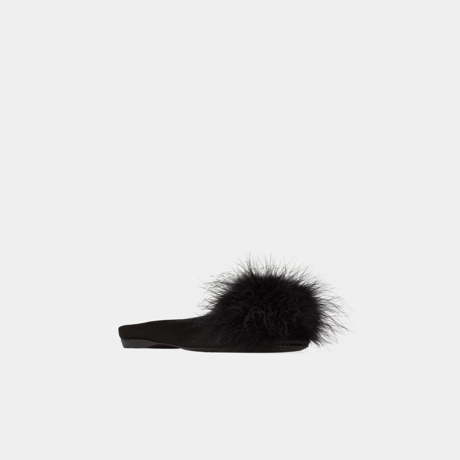 Lido Slip-Ons In Satin Crepe And Feathers