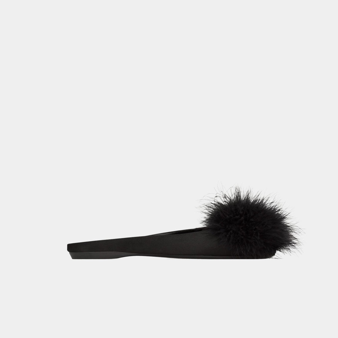 Lido Slip-Ons In Satin Crepe And Feathers