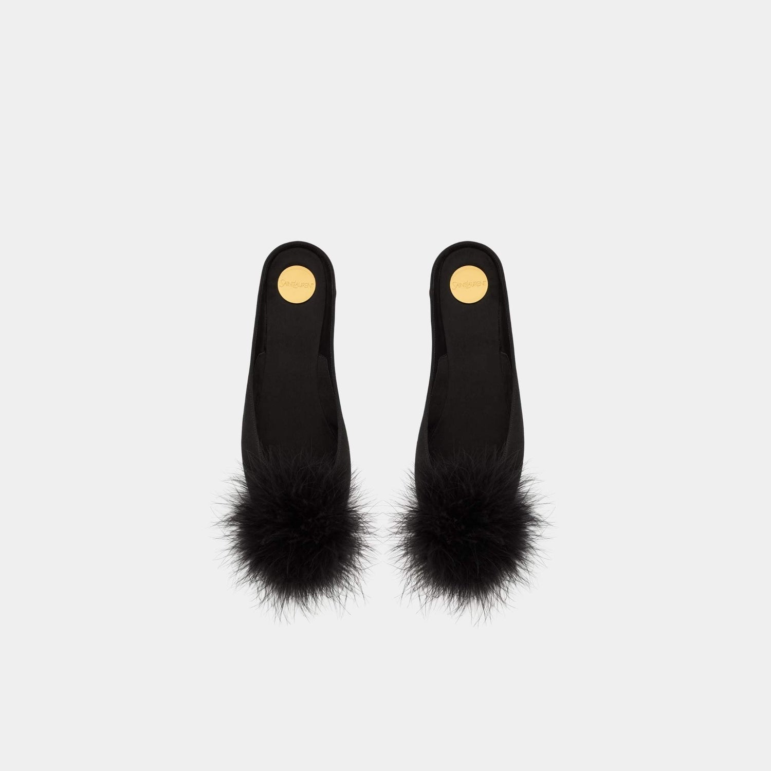 Lido Slip-Ons In Satin Crepe And Feathers