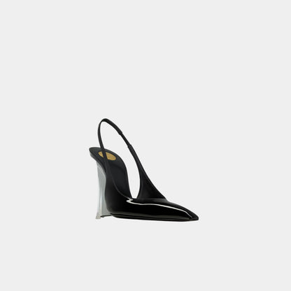 Miller Wedges In Glazed Leather Noir