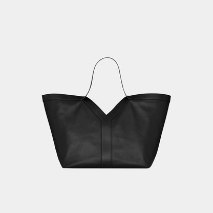Y Tote In Grained Leather With Tonal Suede Lining