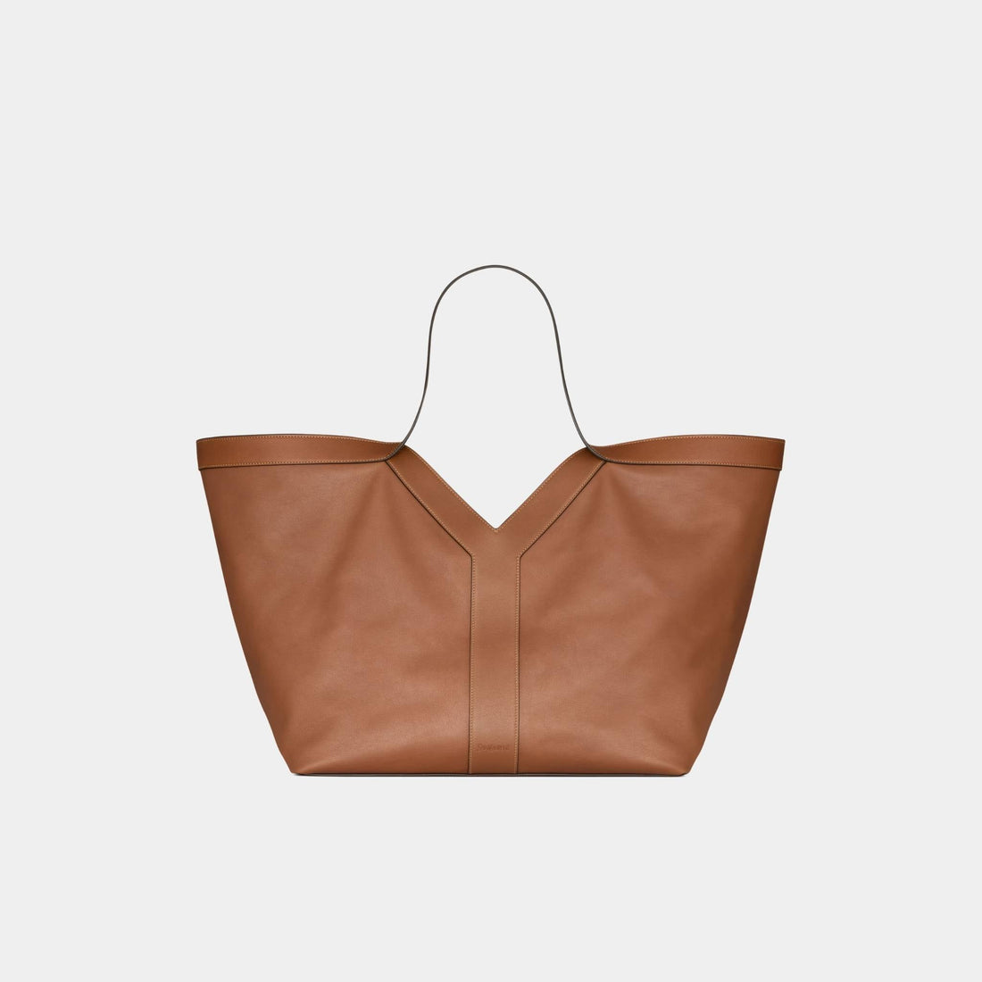Y Tote In Grained Leather With Tonal Suede Lining