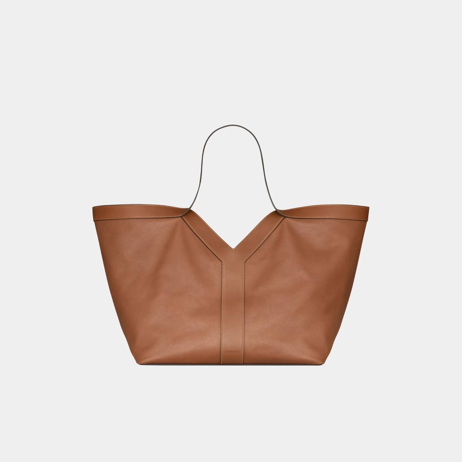 Y Tote In Grained Leather With Tonal Suede Lining