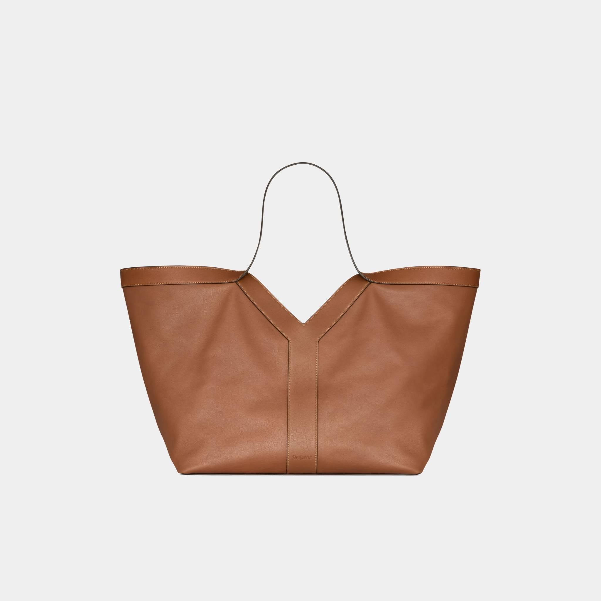 Y Tote In Grained Leather With Tonal Suede Lining