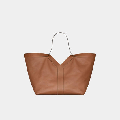 Y Tote In Grained Leather With Tonal Suede Lining