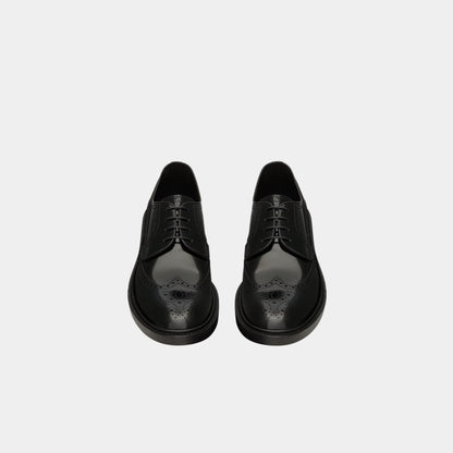 Antoine Derbies in Black Glazed Leather