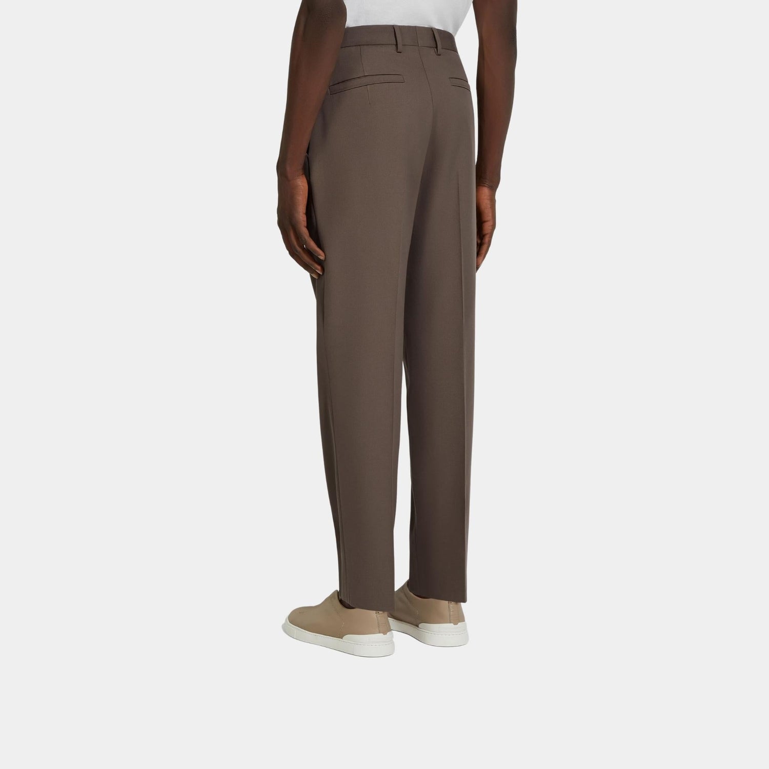 Cotton and Wool Pants With Single Front Pleats
