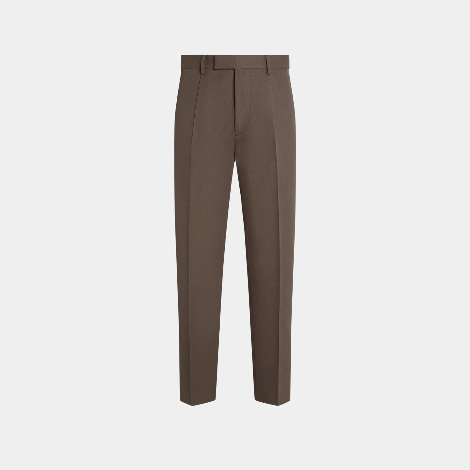 Cotton and Wool Pants With Single Front Pleats