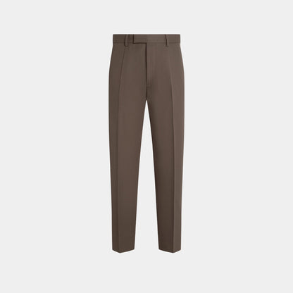 Cotton and Wool Pants With Single Front Pleats
