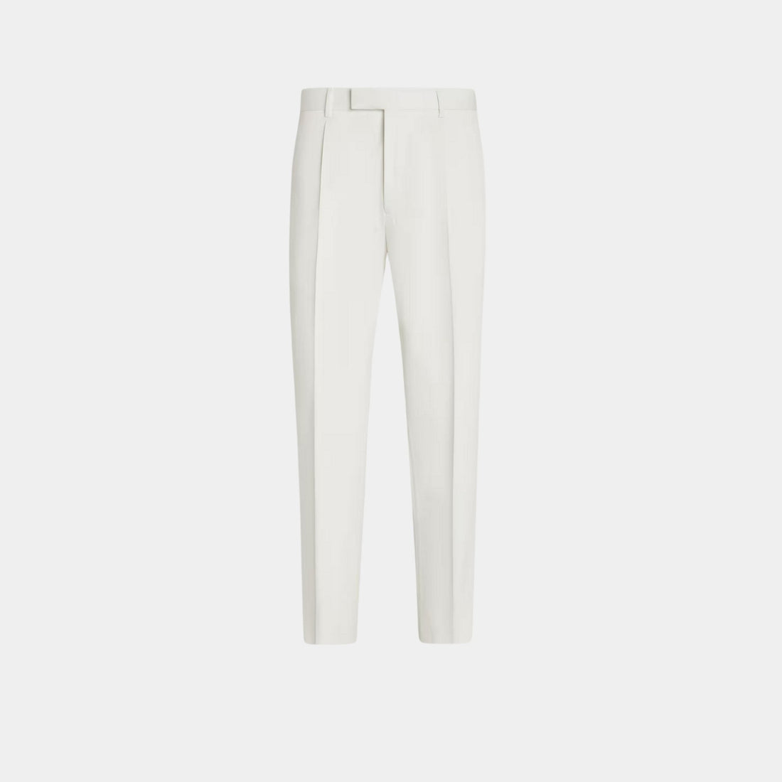 Cotton and Wool Pants With Single Front Pleats