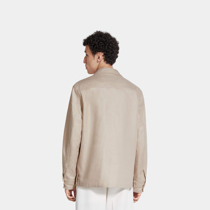 Oasi Lino Overshirt WIth Hidden Button Closure