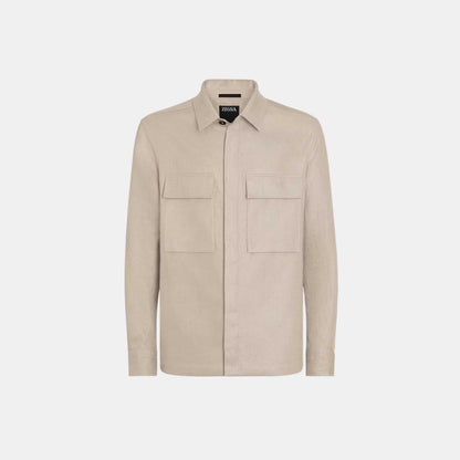 Oasi Lino Overshirt WIth Hidden Button Closure