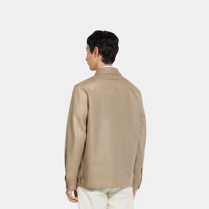 Oasi Lino Overshirt WIth Hidden Button Closure