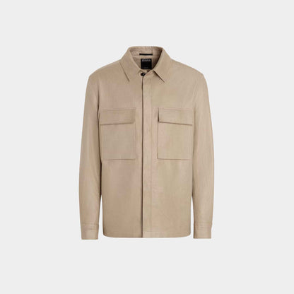 Oasi Lino Overshirt WIth Hidden Button Closure