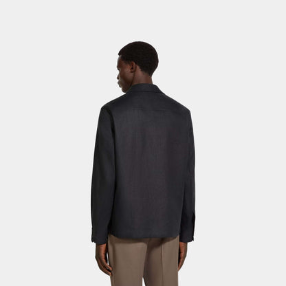Oasi Lino Overshirt WIth Hidden Button Closure
