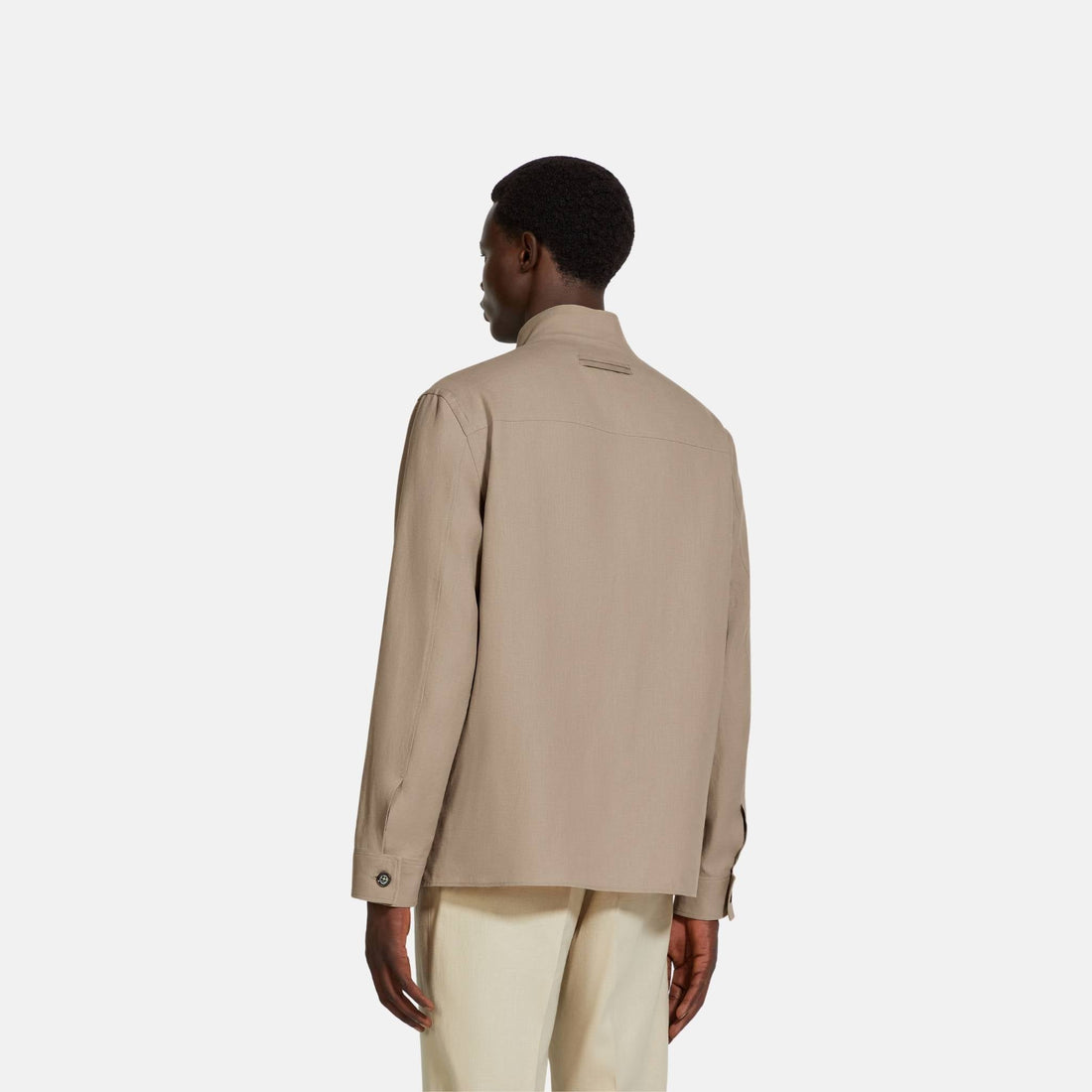 Oasi Lino Overshirt With Stand Collar