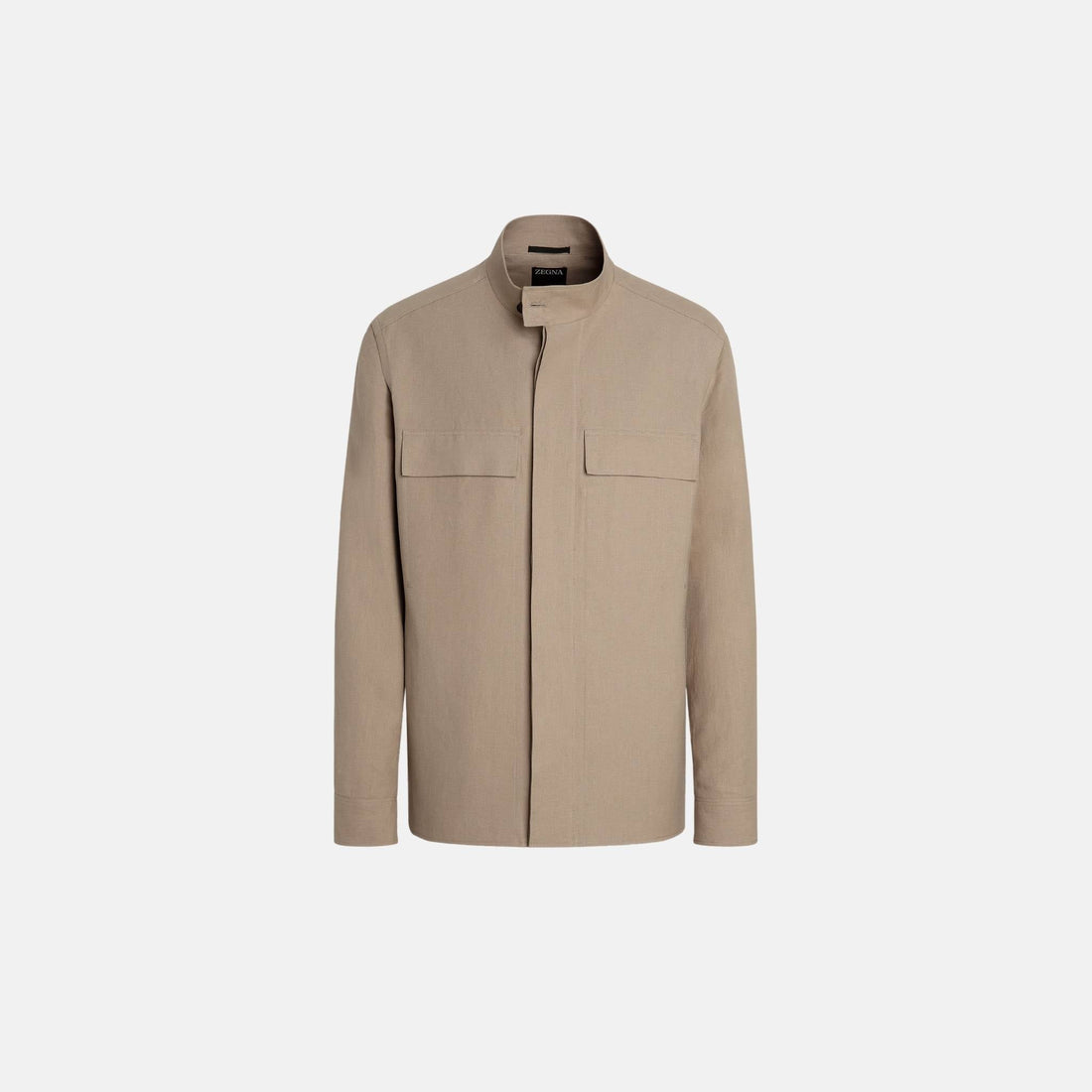 Oasi Lino Overshirt With Stand Collar