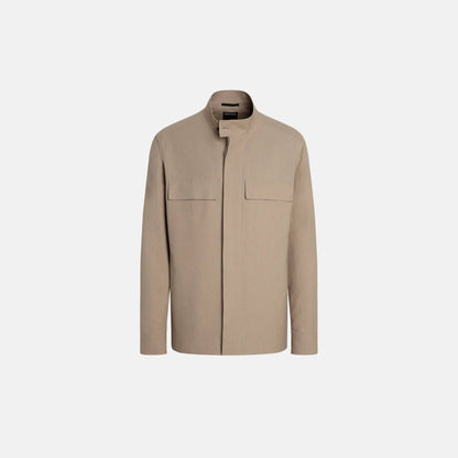 Oasi Lino Overshirt With Stand Collar