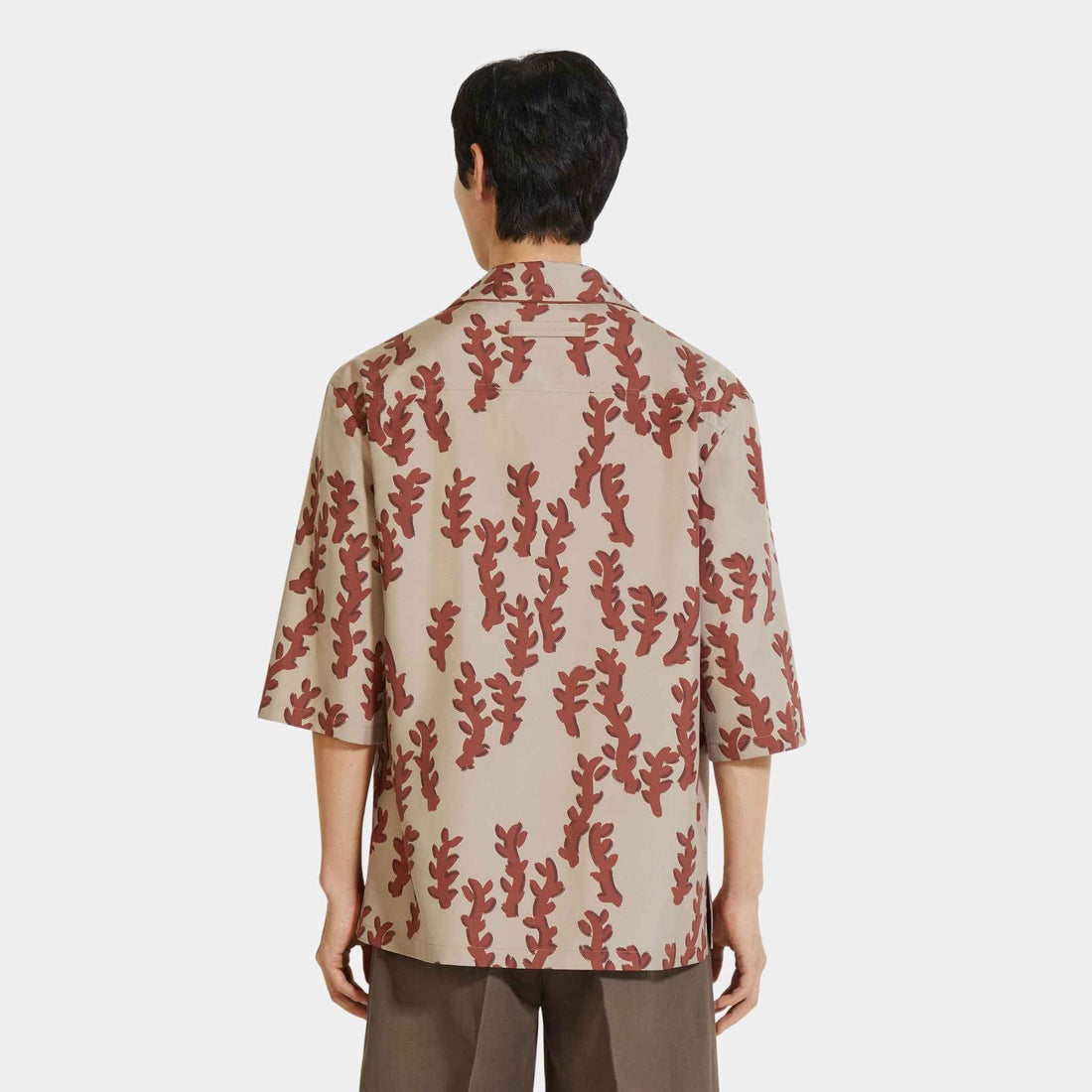 Printed Beige Silk Shirt