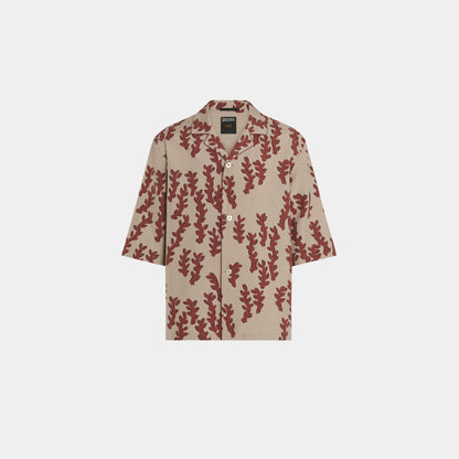 Printed Beige Silk Shirt