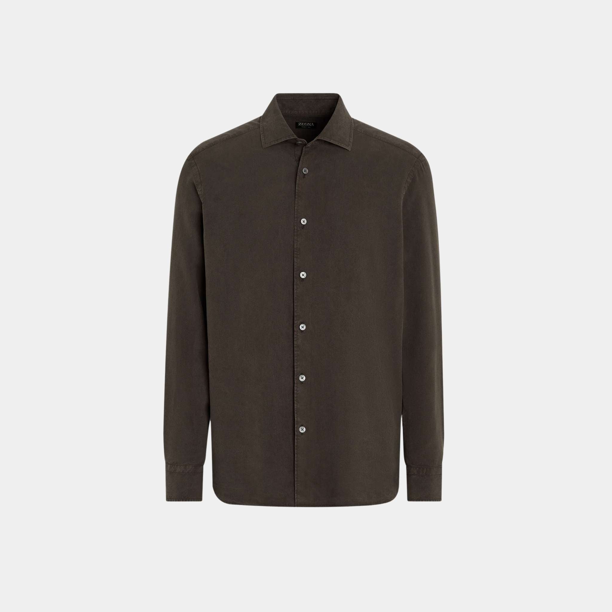 Silk Shirt With Semi-Spread Collar