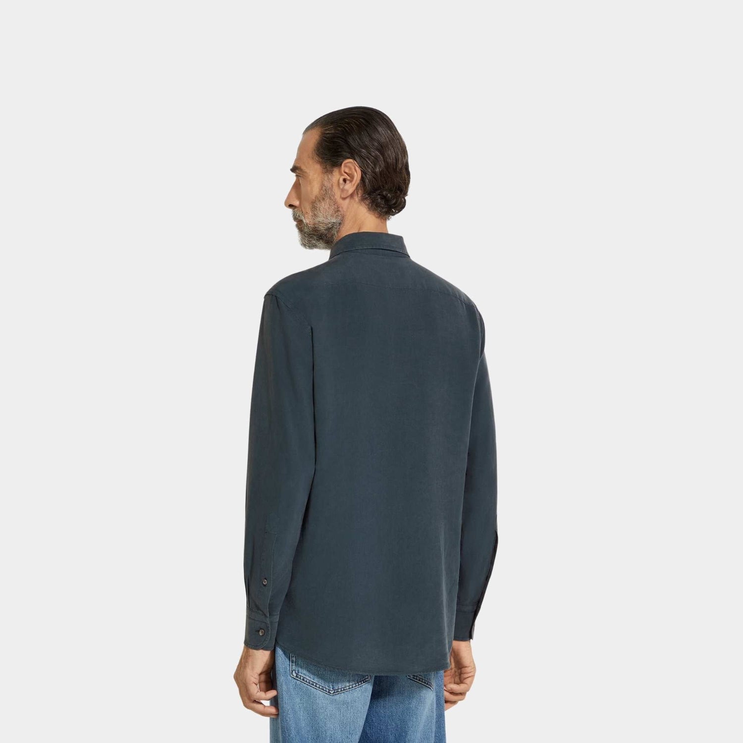 Silk Shirt With Semi-Spread Collar