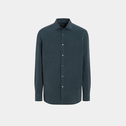 Silk Shirt With Semi-Spread Collar