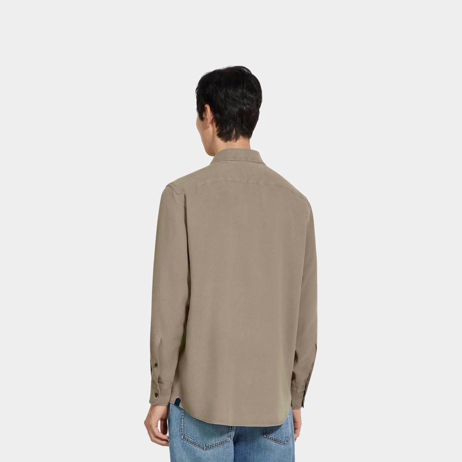 Silk Shirt With Semi-Spread Collar