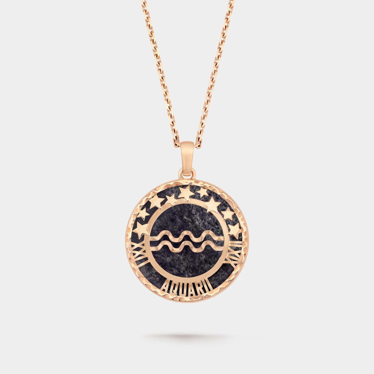 Zodiaque Long Necklace Aquarii Rose Gold Aventurine