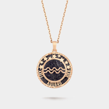 Zodiaque Long Necklace Aquarii Rose Gold Aventurine